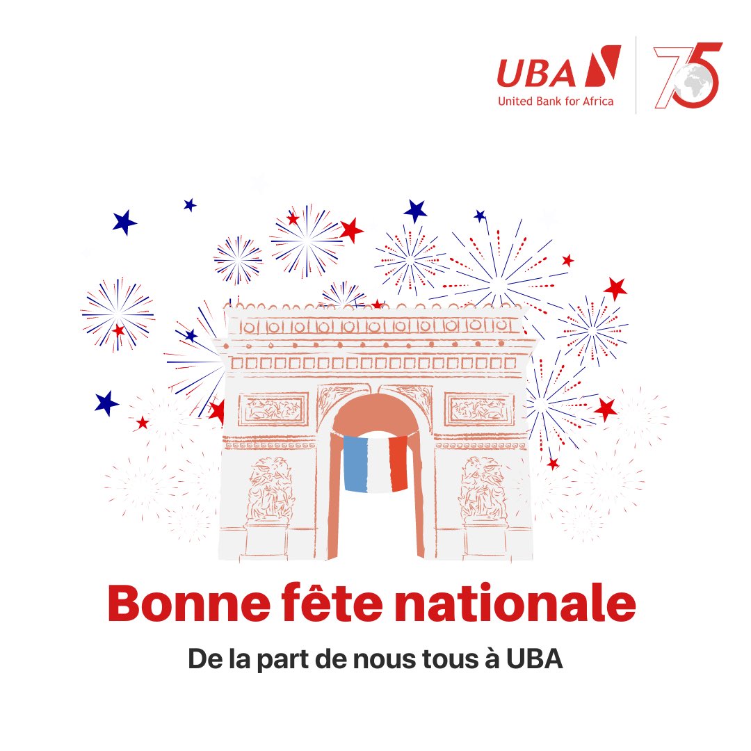 UBAFrance's tweet photo. Aujourd'hui, nous honorons la fête nationale française avec fierté et révérence. Alors que nous célébrons le 14 juillet, nous réfléchissons aux valeurs durables de liberté, d'égalité et de fraternité qui continuent de façonner notre grande nation. 
UBA France se tient unie à tous les citoyens et résidents français pour commémorer ce jour important de notre histoire. Nous souhaitons à tous une célébration joyeuse et en toute sécurité. 

Vive la France !

hashtag#AfricasGlobalBank hashtag#UBAat75 hashtag#BastilleDay

See translation