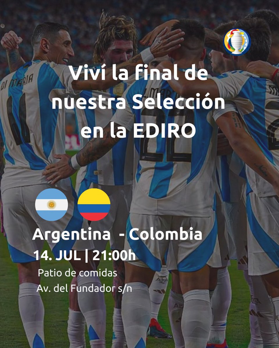 🇦🇷🇦🇷🇦🇷 ¡Hoy es el gran día! 🇦🇷🇦🇷🇦🇷
⚽️ Viví con nosotros en el patio de comidas de la EDIRO a las 21h, la pasión del fútbol. 🍟🍕🍔🍻
¡Vení y disfrutá de nuestra pantalla grande! 🏆🎉 

#EDIROSanLuis #CopaAmérica #VamosArgentina #patiodecomidas