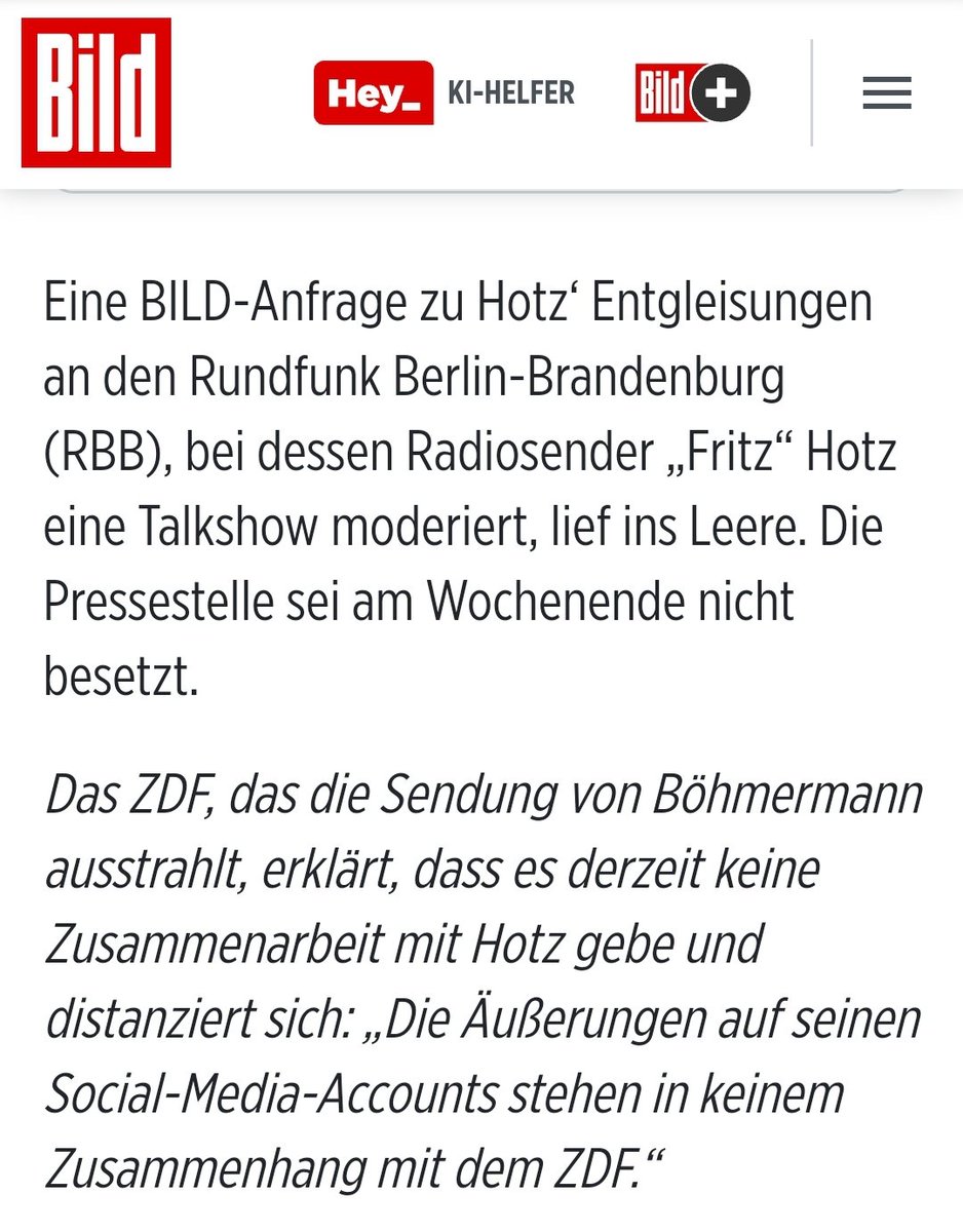 OERRBlog's tweet photo. Die RBB Pressestelle ist am Wochenende nicht besetzt. Das ZDF zu Sebastian Hotz (El Hotzo): „Die Äußerungen auf seinen Social-Media-Accounts stehen in keinem Zusammenhang mit dem ZDF.“ #ReformOerr #OerrBlog https://t.co/NbSgQ6ZB4g