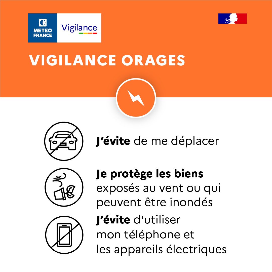 meteofrance's tweet photo. 🟠 #VigilanceOrange #Orages sur plusieurs départements du quart Nord-Est demain lundi après-midi et en soirée.

Risque d’orages forts accompagnés de grêle, d'intenses précipitations, d'une activité électrique importante et de fortes rafales de vent.

👉 https://t.co/Rm0el1oKFM https://t.co/8cqCSgJLK6