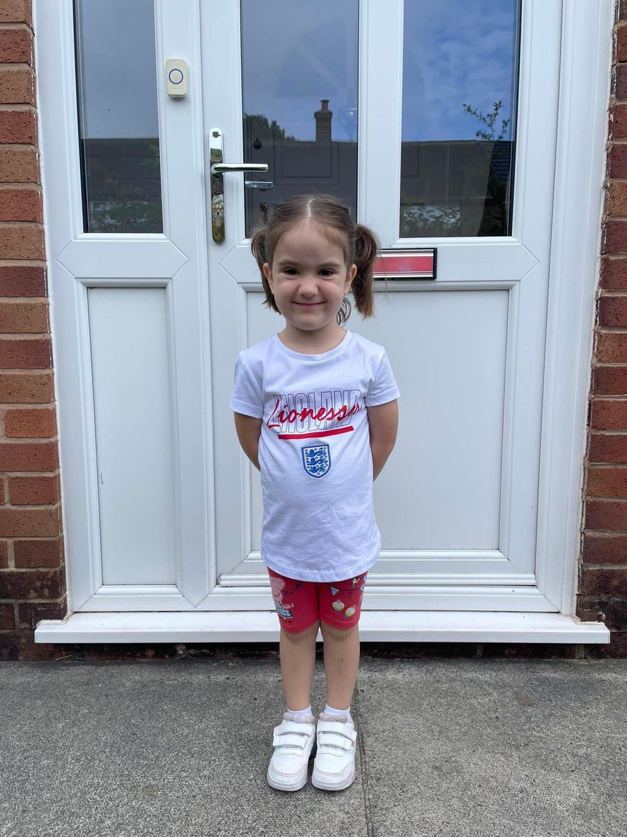 shpannah's tweet photo. Annabelle ready to cheer on England  #SSNThreeLions https://t.co/iwfLxyJExV