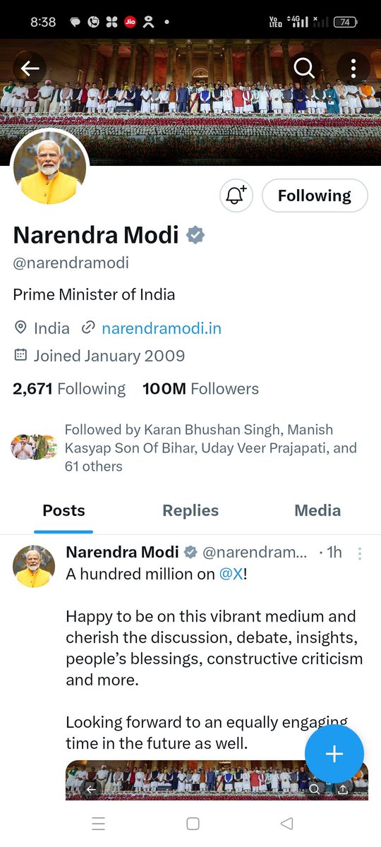 drx_ramesh03's tweet photo. X पर आदरणीय प्रधानमंत्री @narendramodi जी की फॉलोअर्स की संख्या 100 मिलियन के पार।
सोशल मीडिया मं��� X पर ��्रधानमंत्री ने एक नया रिकॉर्ड बनाया।
#PMModi  #socialmedia https://t.co/eJvVn472g4