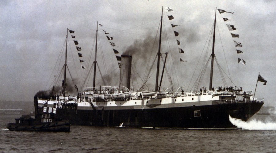 #OnThisDay 14 July 1903, the refrigerated cargo steamship Monterey, headed to Bristol from Montreal with passengers, cargo &amp; cattle wrecked on Point Plate, Langlade Island, St. Pierre.  The Atlantic Steamship Lines vessel in the fog since Cape Ray &amp; current pushing her north.