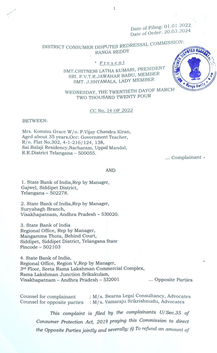 pvckiranmba's tweet photo. @TheOfficialSBI @RBI @CyberCrimeRck Dear SBI, why your SBI Officials of Siddipet, Do not Respond  or give Negligent Answers &amp;  Do not Follow Court Order CC.no-14 of 2022, of  District Consumer Disputes Redressal Commission, Ranga Reddy, Is there any provision in SBI let me know. https://t.co/XK4dqz9jAP