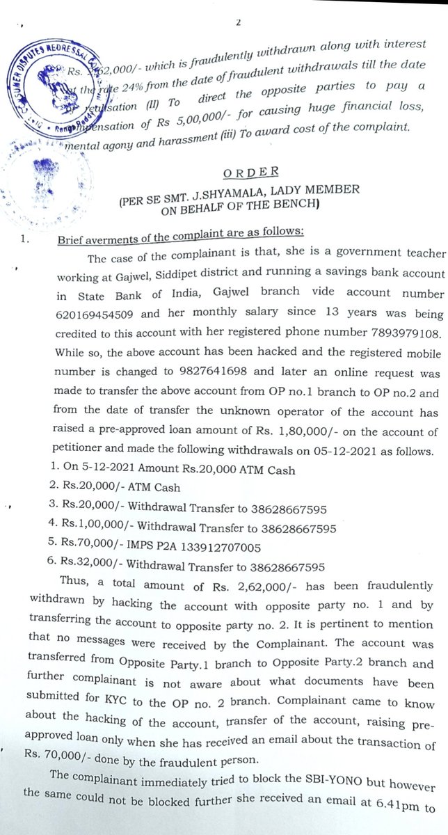 pvckiranmba's tweet photo. @TheOfficialSBI @RBI @CyberCrimeRck Dear SBI, why your SBI Officials of Siddipet, Do not Respond  or give Negligent Answers &amp;  Do not Follow Court Order CC.no-14 of 2022, of  District Consumer Disputes Redressal Commission, Ranga Reddy, Is there any provision in SBI let me know. https://t.co/XK4dqz9jAP