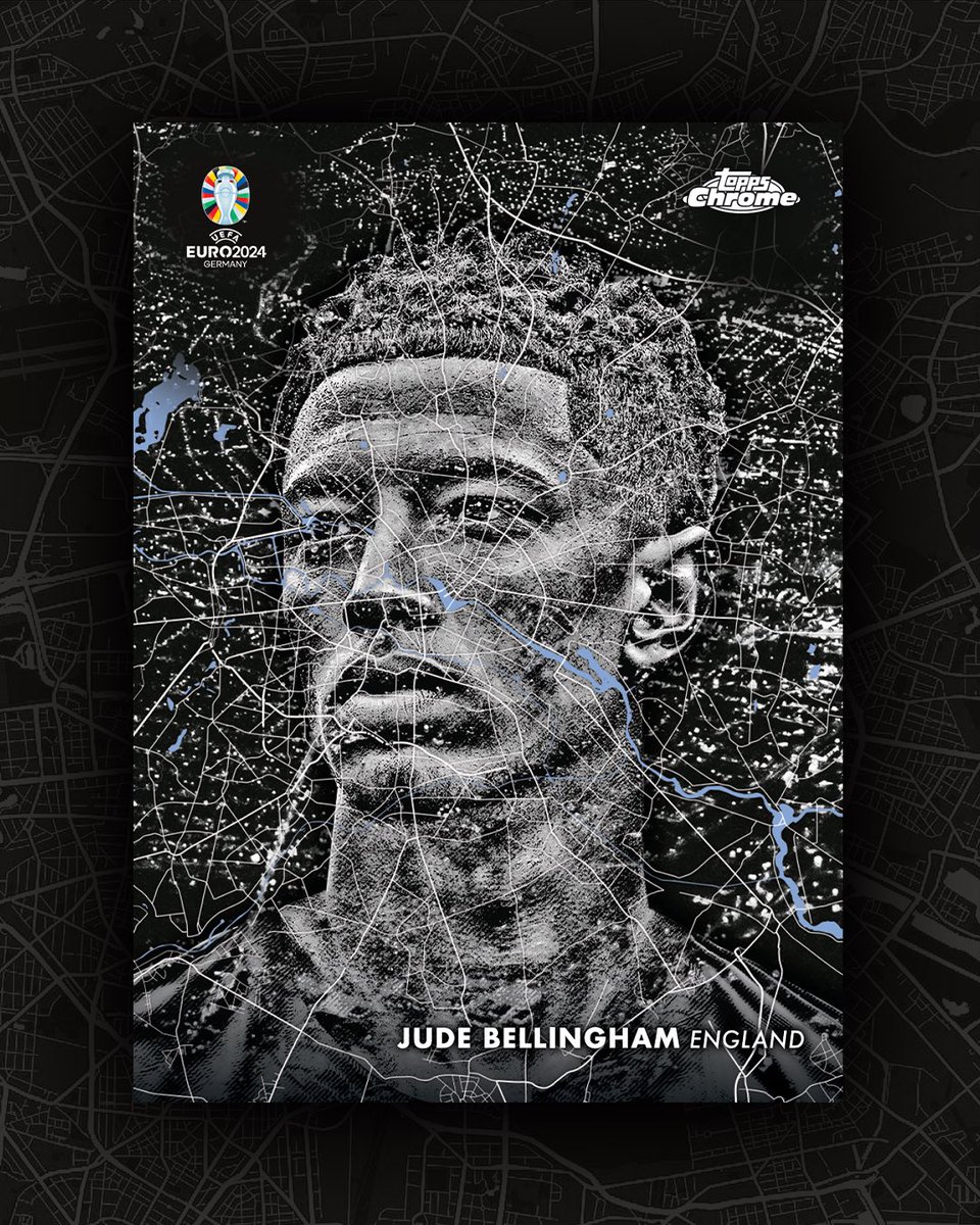 Topps's tweet image. 𝗙𝗜𝗥𝗦𝗧 𝗟𝗢𝗢𝗞: Lamine Yamal &amp;amp; Jude Bellingham’s ultra-rare “Berlin at Night” cards from the upcoming 2024 Topps Chrome UEFA EURO set…