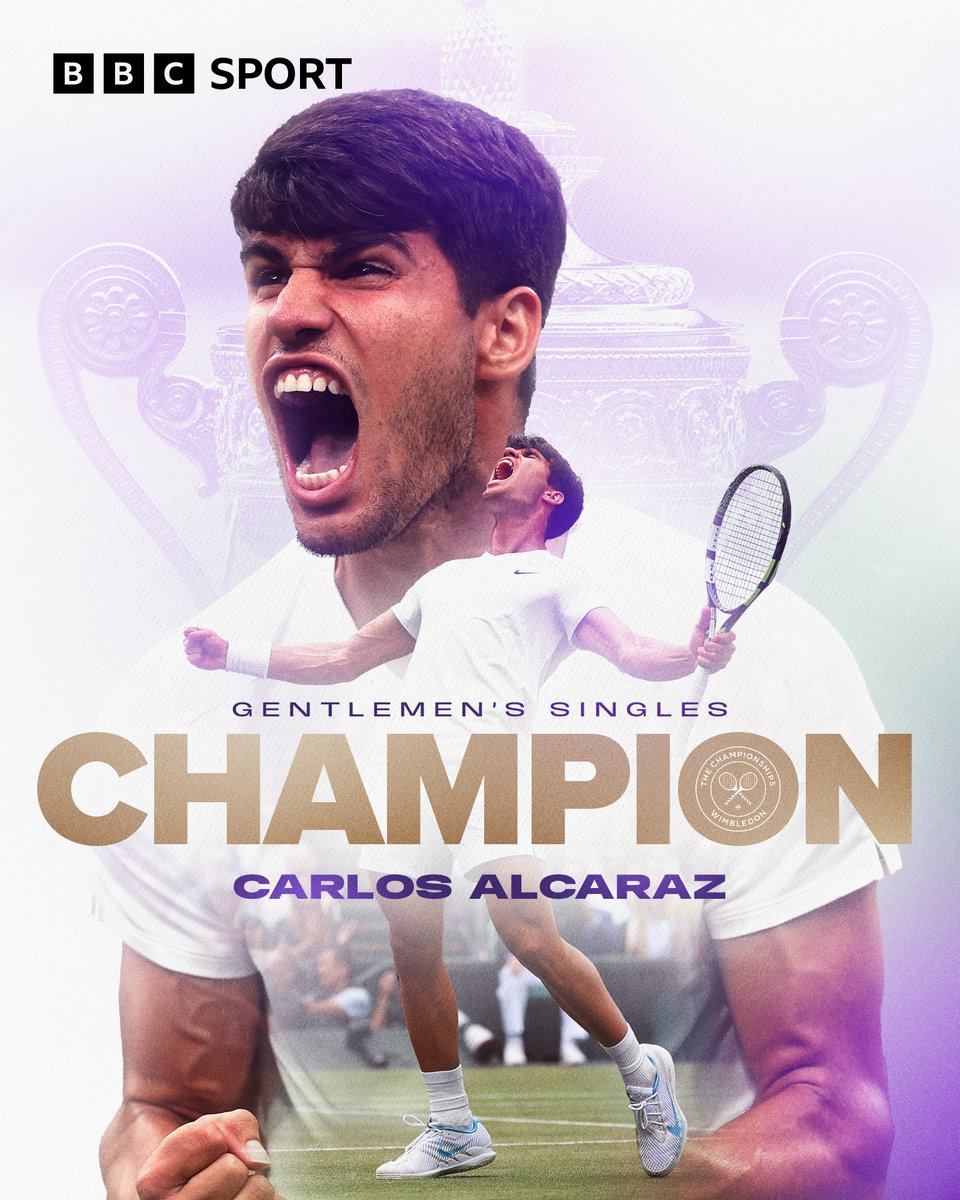 🏆 BACK TO BACK 🏆

The 21-year-old is the Wimbledon champion for a second year in a row!

He's beaten Novak Djokovic in straight sets. 

#BBCTennis #Wimbledon