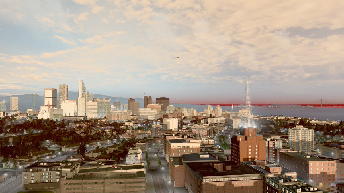 Day vs. Sunset panoramic photo of my City 🙂<a href="/ColossalOrder/">Colossal Order</a> #citiesskylines