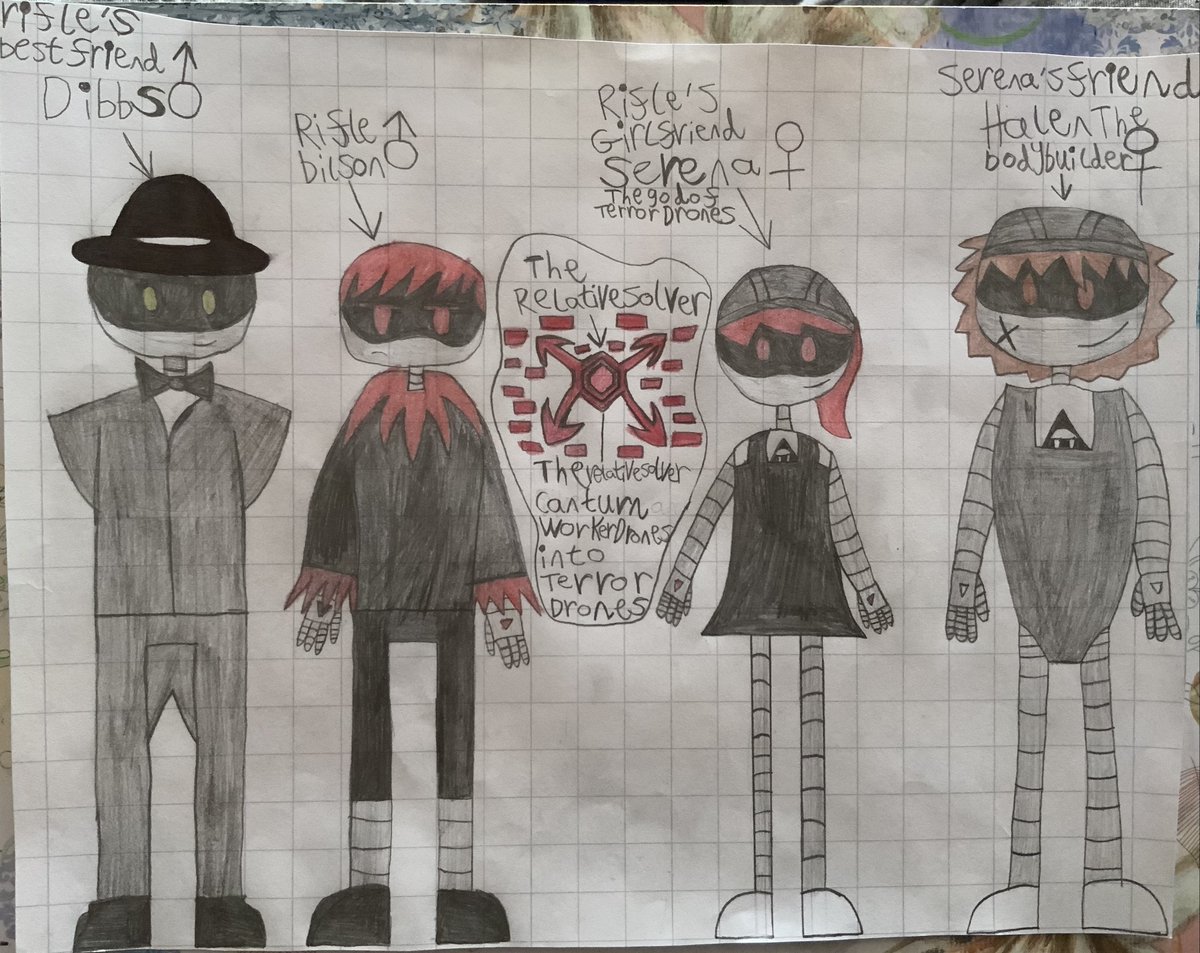 RagetoonM's tweet photo. Terror Drones Characters, Meet Rifle Bilson’s friends - Dibbs, Serena and Helen #TerrorDrones #RifleBilson #MurderDrones #Anotherdimension https://t.co/KoknqetZIB