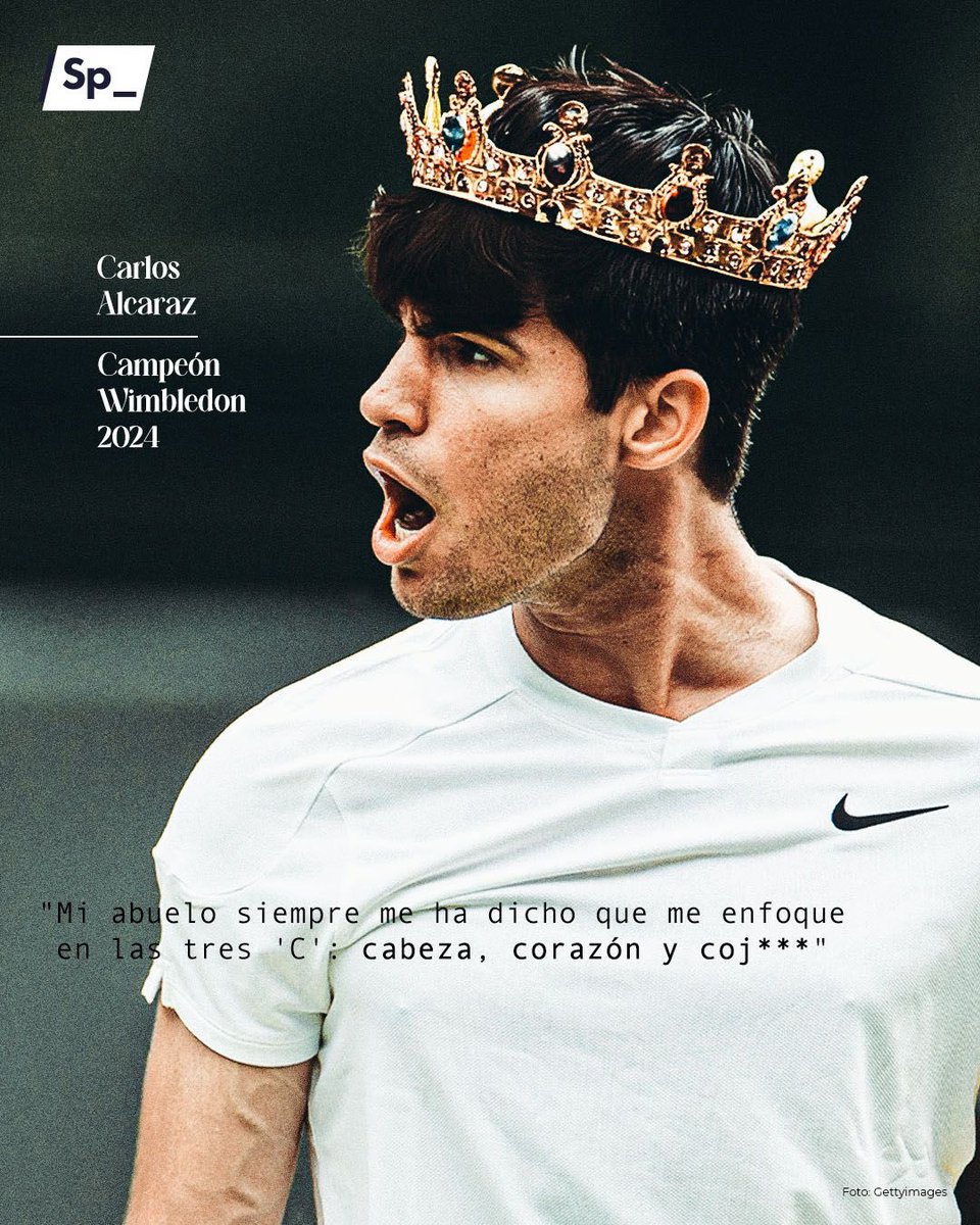 SpheraSports's tweet photo. ¡¡¡𝗩𝗔𝗠𝗢𝗢𝗢𝗦!!! 💪
Y calidad… muchísima calidad. 
Felicidades, @carlosalcaraz 👑

Carlos Alcaraz arrasa a Djokovic por 6-2, 6-2, 7-6 para conquistar su segundo #Wimbledon consecutivo y su cuarto Grand Slam. Carlos jugó 4 finales de GS y ganó las 4. Tiene tan solo 21 años. https://t.co/0wONFyJ8ak