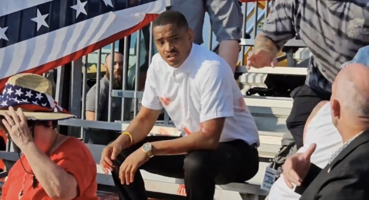 Maloney's tweet photo. Meet Rico Elmore

Patriot, GOP leader, and a great young man

Yesterday, he spoke at the Trump rally and minutes later sprung to action to help the victims

I’ve known Rico since 2021 when my organization hosted a political and leadership training in PA

RICO is a hero https://t.co/EIFRPQoias