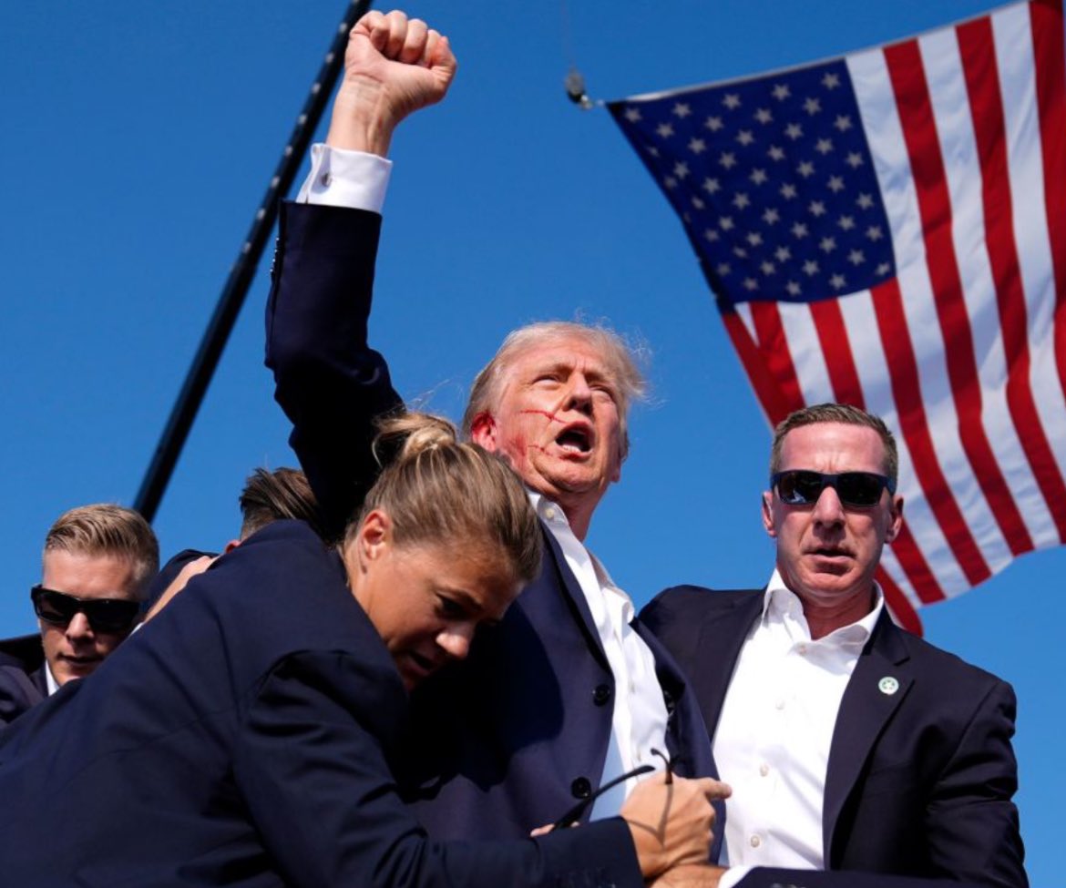 In the future…. historians will look back on this moment…. &amp; this iconic photo… blood dripping, flag flying, clenched fist, bullet missing….. as the day the world changed… &amp; Trump won the election
<a href="/DNC/">Democratic Party</a> <a href="/JoeBiden/">Joe Biden</a> <a href="/DemGovs/">Democratic Governors</a> <a href="/HouseGOP/">House Republicans</a> <a href="/SenateGOP/">Senate Republicans</a> <a href="/HouseDemocrats/">House Democrats</a> <a href="/SenateDems/">Senate Democrats</a>