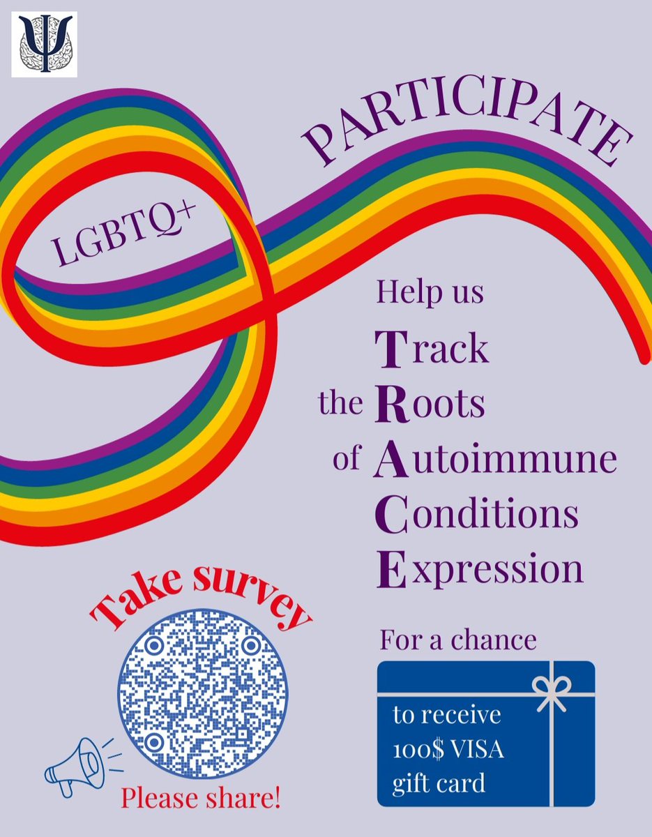 Anna Egbert (@dr_egbert) on Twitter photo 🌈Calling all #LGBTQ+ & #gender-diverse individuals!
Let's tackle #stigma together.
Do you live with #autoimmune disorder / disease?
Participate in our survey* & help us understand your experiences:
🔗 sjcny.qualtrics.com/jfe/form/SV_9z…
*TRACE Research Study <a href="/braid_lab_sjny/">Brain Resilience to Aging & Infectious DiseasesLab</a> <a href="/stjoesny/">St. Joseph's University New York</a> 🌈Calling all #LGBTQ+ & #gender-diverse individuals!
Let's tackle #stigma together.
Do you live with #autoimmune disorder / disease?
Participate in our survey* & help us understand your experiences:
🔗 sjcny.qualtrics.com/jfe/form/SV_9z…
*TRACE Research Study <a href="/braid_lab_sjny/">Brain Resilience to Aging & Infectious DiseasesLab</a> <a href="/stjoesny/">St. Joseph's University New York</a>