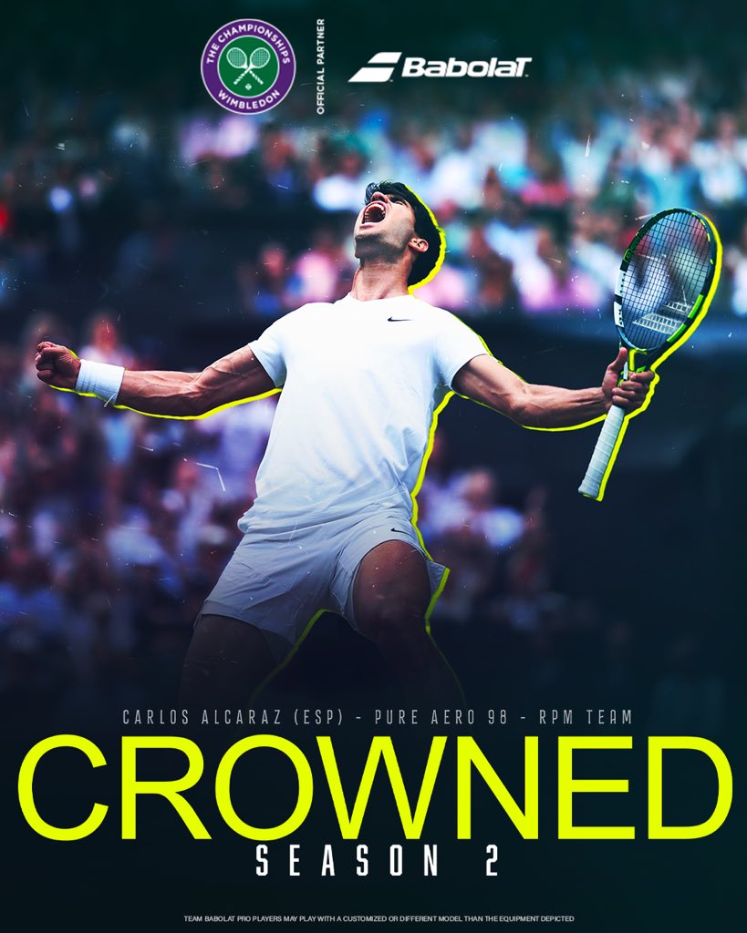 Still reigning at Wimbledon 🏆

Carlitos retains his Wimbledon crown 👑 to take home his 4th Grand Slam title…at only 21 👏🏽

#BabolatFamily #WeLiveForThis #Wimbledon