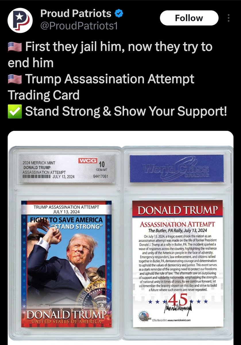 mmpadellan's tweet photo. The ghouls are already selling assassination trading cards.

How grotesque. https://t.co/MRptuYObfP