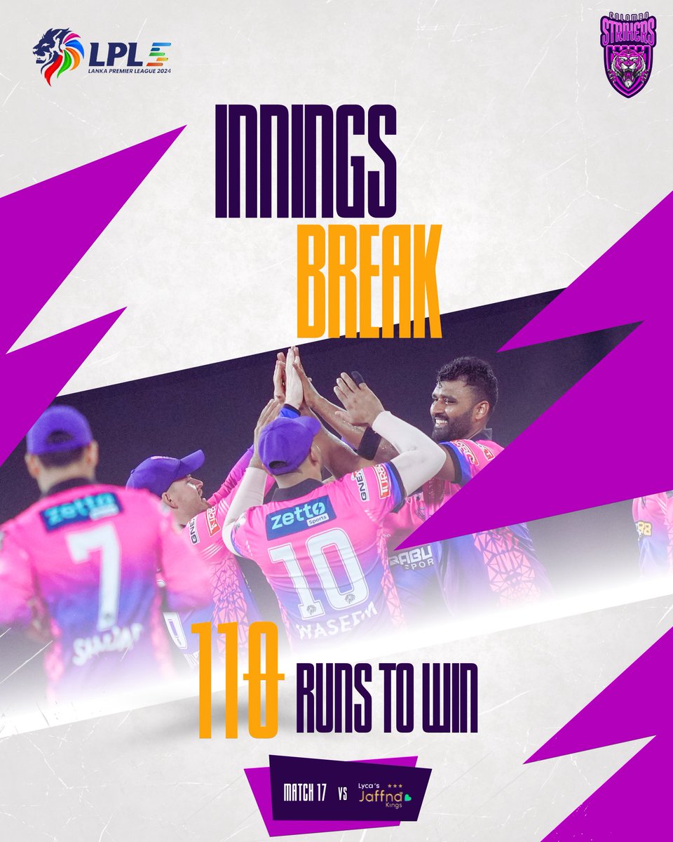 ColomboStrikers's tweet photo. A dominant bowling display โก๏ธ
#ColomboStrikers #LPL #StrikeToConquer #TheBasnahiraBoys #HouseOfTigers #Lankapremierleague #CSvsJK #LPL2024 https://t.co/vtlwz0XFrH