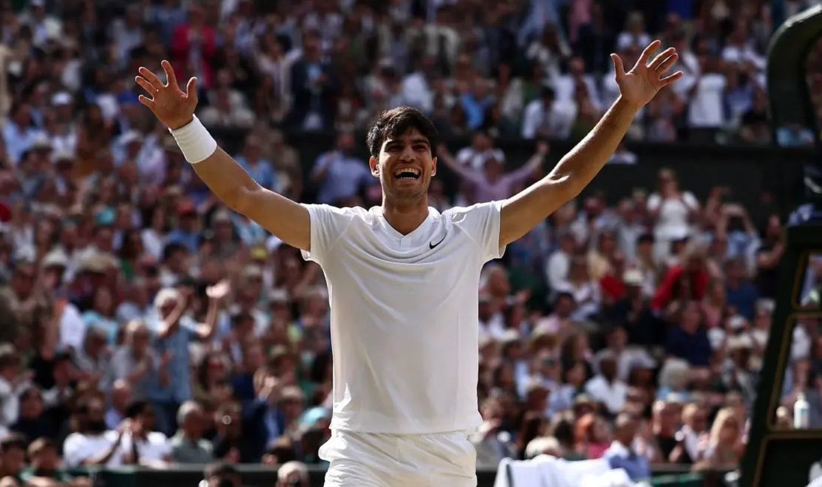 BenLD_'s tweet photo. Back to back Wimbledon championships 

A legend of the game at 21 

Simply phenomenal today from Alcaraz

#Wimbledon https://t.co/4WEOQEFkhi