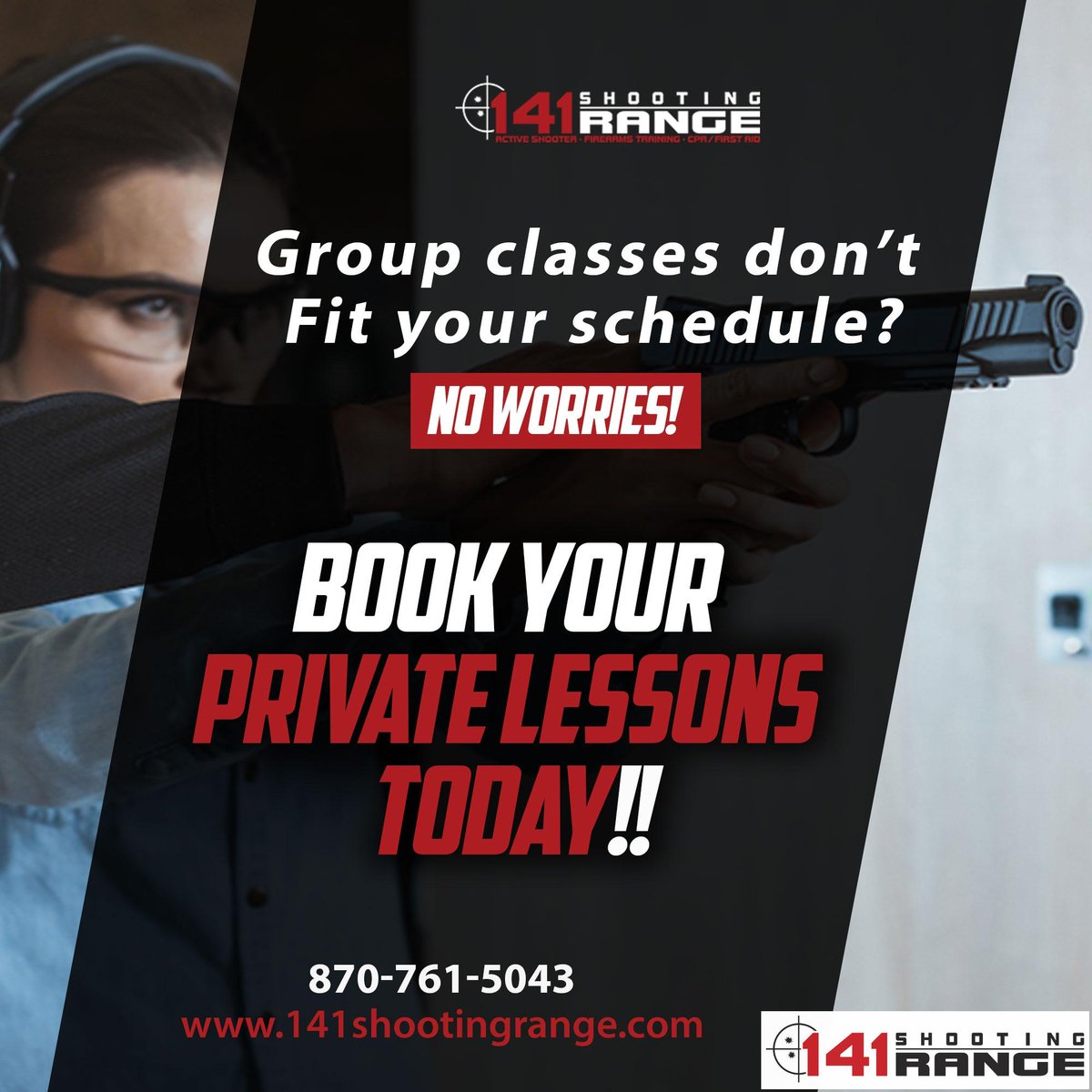141shooting's tweet photo. Did you know a lot of our days are filled doing private lessons for individuals or small groups?

Send us an email with the type of class you are interested in.
loganlee@141shootingrange.com 

#06-475 #activeshooter #firearmstraining #ccw  https://t.co/0HMlJ9JucD https://t.co/KyRodhgqWW
