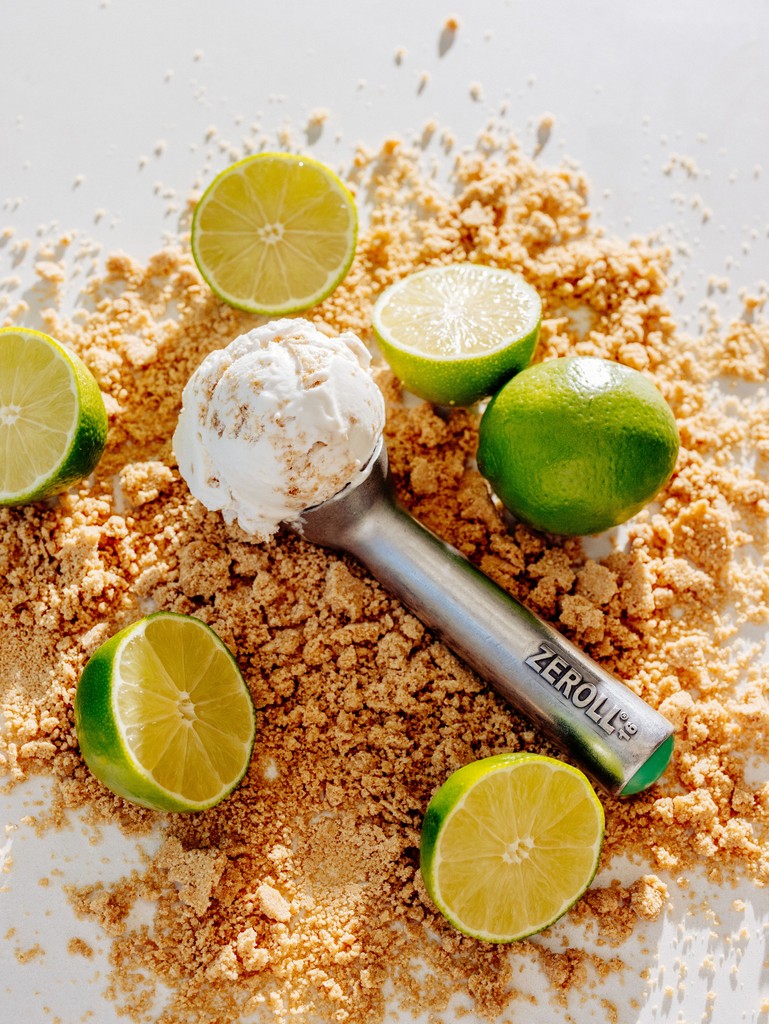 Earnesticecream's tweet photo. Ins(pie)red by Grandma's baking, brought to life in ice cream form. Try Vegan Key Lime Pie this July. 💚 https://t.co/5xyPjVzCQ1