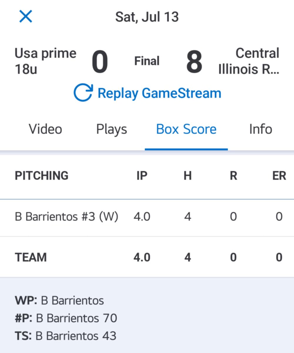 A great win <a href="/25CIRevsbseball/">17u Central Illinois Revolution</a>.  Started on the mound and had a great outing. Thank you for giving me the chance to pitch for you guys.

Now I'm ready for next week action in Columbia MO with my Adidas A's team.