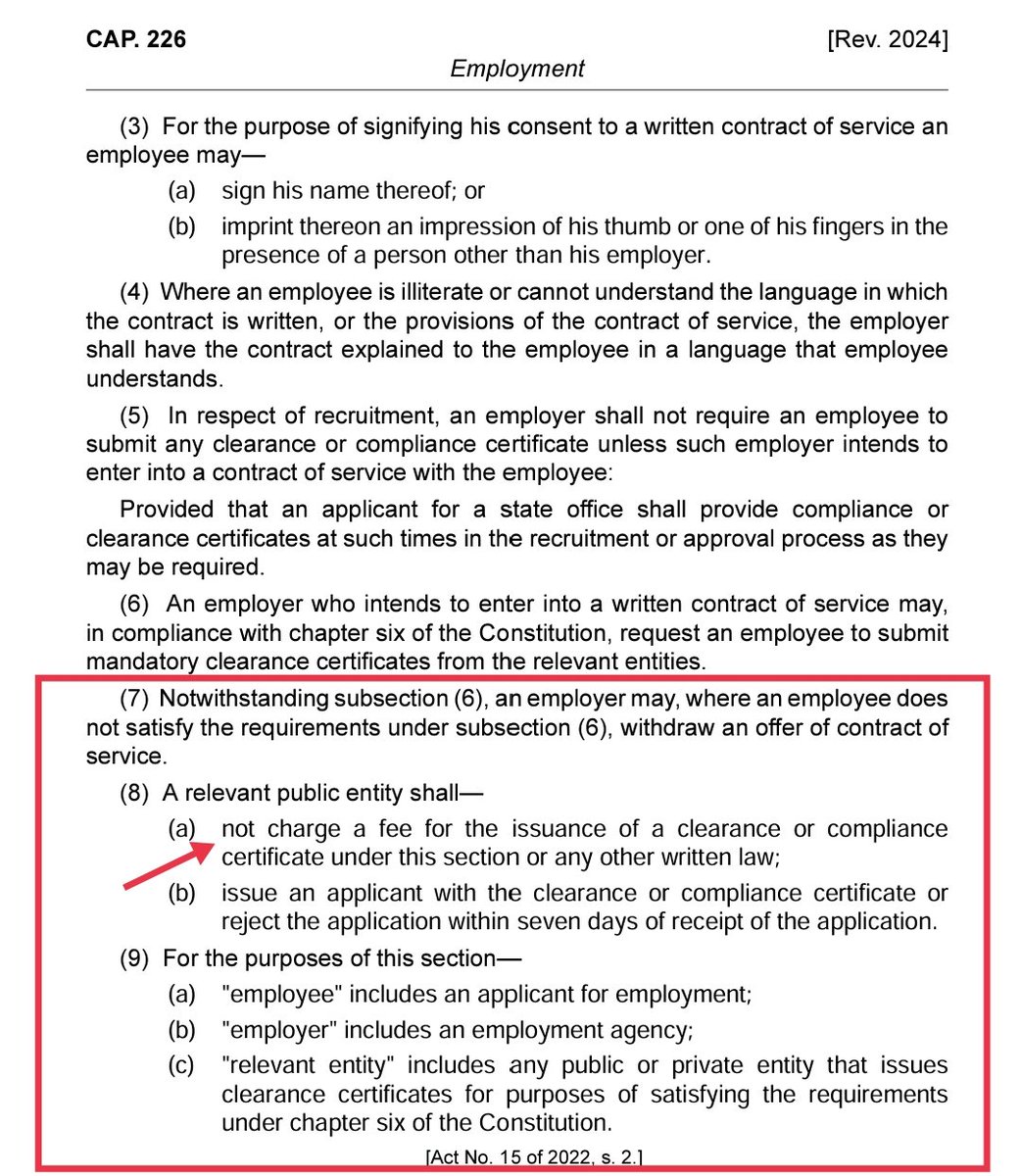 DrMundia's tweet photo. 📌Did you know you are not meant to pay Kshs 1050 for Police Good Conduct Certificate at DCI? @Propesaa @KenyasOmbudsman @IPOA_KE @lsk_nbi @LawSocietyofKe @amerix @Kimuzi_ @bonifacemwangi @ManwaOH
@MzalendoWatch @johnallannamu @C_NyaKundiH Employment Law from April 2022. https://t.co/18pLjbPNlp