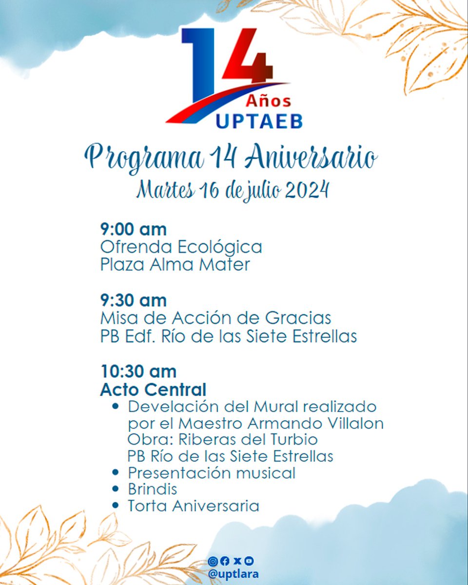 michellyvivas's tweet image. Hemos llegado a los primeros 14 años de gestión, como Universidad Politécnica Territorial de Lara. 

Formando profesionales que le dan vida al Encargo Social que define a la Política de Transformación Universitaria del Gobierno Bolivariano

Felicidades @uptlara

 #14AñosUPTAEB