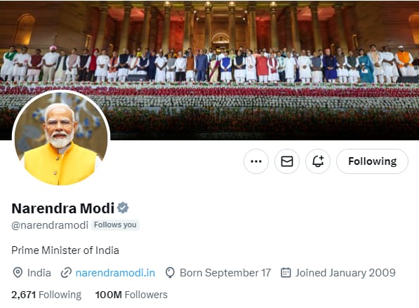 World's most popular leader now has the maximum number of followers!
100 million for PM Shri <a href="/narendramodi/">Narendra Modi</a> Ji… PM Modi is the boss when it comes to impact and influence