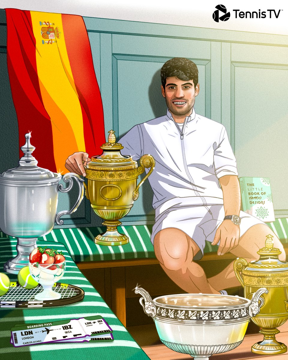 jcrewguy's tweet image. Not only back to back grand slam titles but also back to back Wimbledon titles over the goat Novak Djokovic. Grand slam title #4 already for the young 21 year old spaniard. King Carlos is HIM!!! 🏆👑