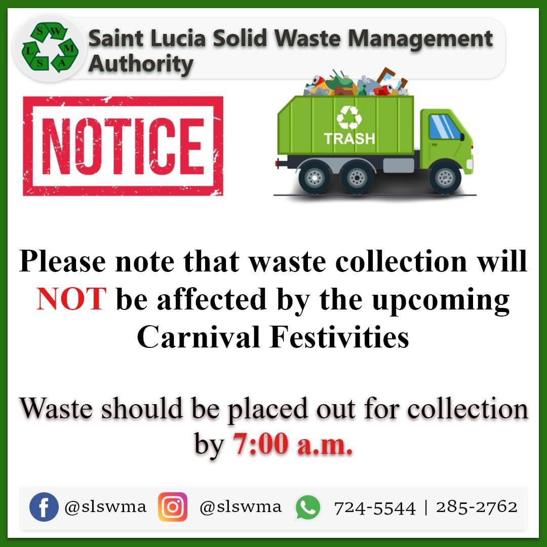 nelciathewriter's tweet photo. Garbage collection continues as normal on Carnival Monday and Tuesday. 

Put your garbage out before you go on the road. https://t.co/2ypbOOFsmS