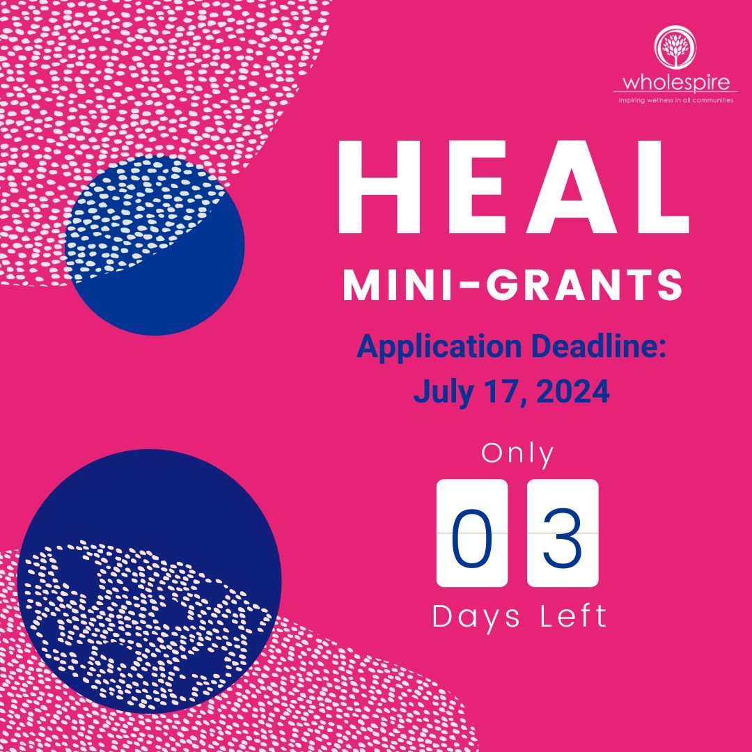 wholespire's tweet image. ⏳ Only 3 days remaining to submit your HEAL Mini-Grant application! Let's create healthier communities together. Apply by 11:59 PM on July 17!

#HEALminigrant #healthySC #accesstohealth #communitywellness #wholespire