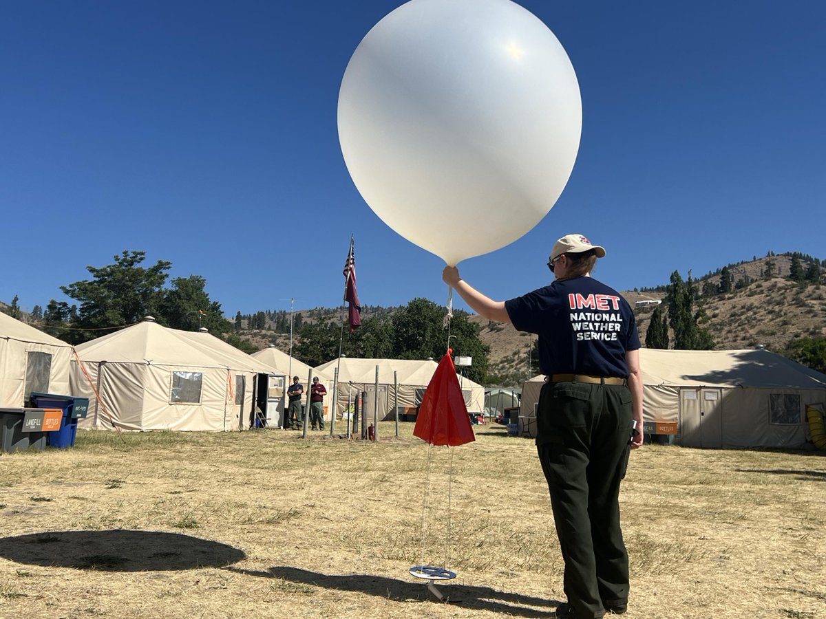 Shoutout to our Incident Meteorologists who provide critical support to wildland firefighting efforts. These weather balloons are released from camp, collect data, and transmit the data via GPS satellites. This then helps determine how a wildland fire may behave. #ItTakesAllOfUs