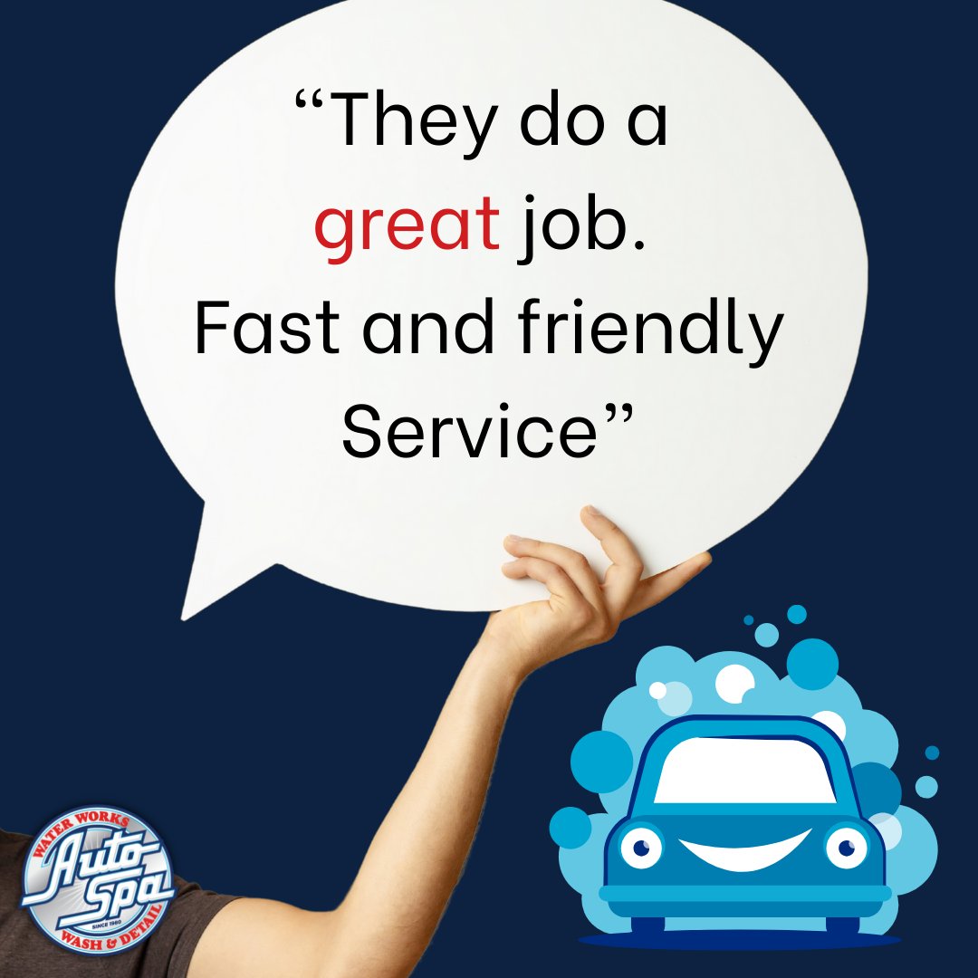 WaterWorksCS's tweet photo. Thank you to our loyal customers!

⭐⭐⭐⭐⭐

“$22 full-service car wash, which includes interior and exterior. Guaranteed to be finished in less
than 30 minutes or you get a coupon for a free car wash. They do a great job. Fast and friendly
Service.” - Keith https://t.co/ElwuxmK7WD