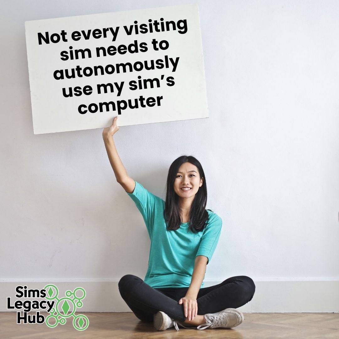 SimsLegacyHub's tweet photo. When you said 'make yourself at home,' I didn't mean use my sim's computer π₯οΈπ #SimsProblems! https://t.co/EtDJHM3dRC