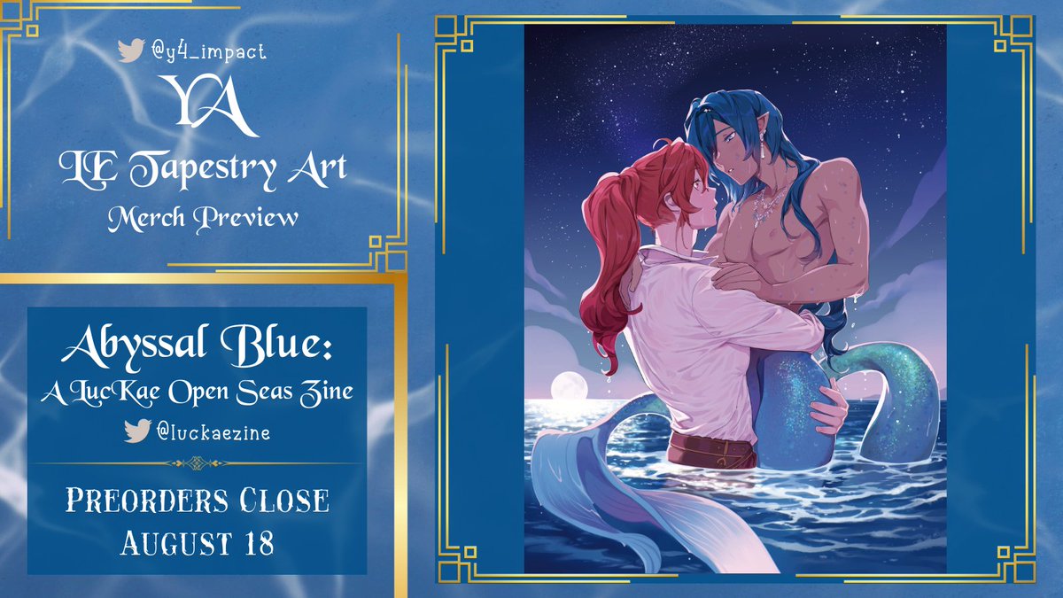luckaezine's tweet image. 🌊Abyssal Blue LE Preview🌊

Take a look at the art for our Limited Edition Tapestry by @y4_impact!

Such beauty can be yours, but only for a limited time! This bundle is available for the first week of orders ONLY!