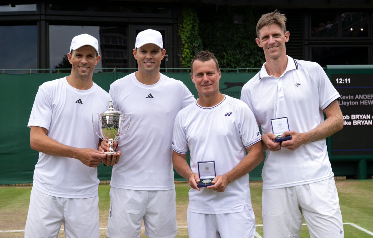 Such an honour to be back on these hallowed grounds @wimbledon. Was a lot of fun playing the Gentlemen’s Invitational Doubles final with legend <a href="/lleytonhewitt/">Lleyton Hewitt</a> against the Bryan Brothers today. Always a privilege to be a part of this special event AELTC 🙌💜💚🤍

 📸: @wimbledon