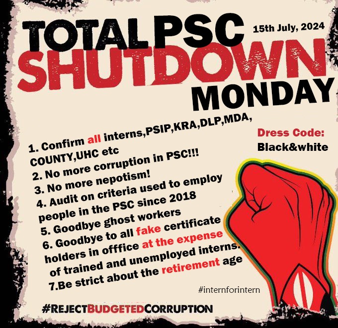 MigosiAmbrose's tweet photo. #internsforinterns 
#occupyPSC
#occupytsc
#OccupyEverywhere
Date 15th July 2024
We are Tribeless and jobless
We Must Reclaim back our Country!

Just Retweet!
GEN Z Revolution 
#RutoMustGo 
We the People!
Kware
Tuesday is Tuesday https://t.co/4vHvWqysAj