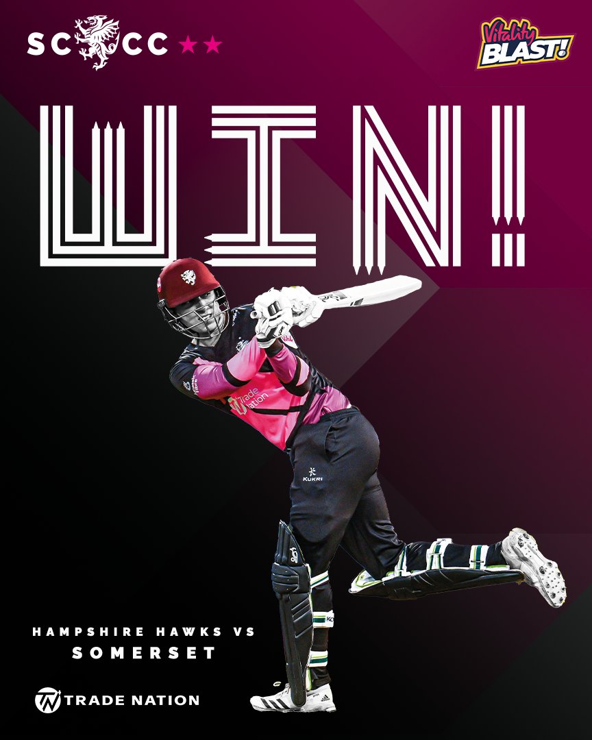 SomersetCCC's tweet photo. SOMERSET WIN BY 9 WICKETS!!!!!!!!!!!!!!!!!!!!!

#HAMvSOM
#WeAreSomerset 
@ItsTradeNation https://t.co/IFUNfD3y2k