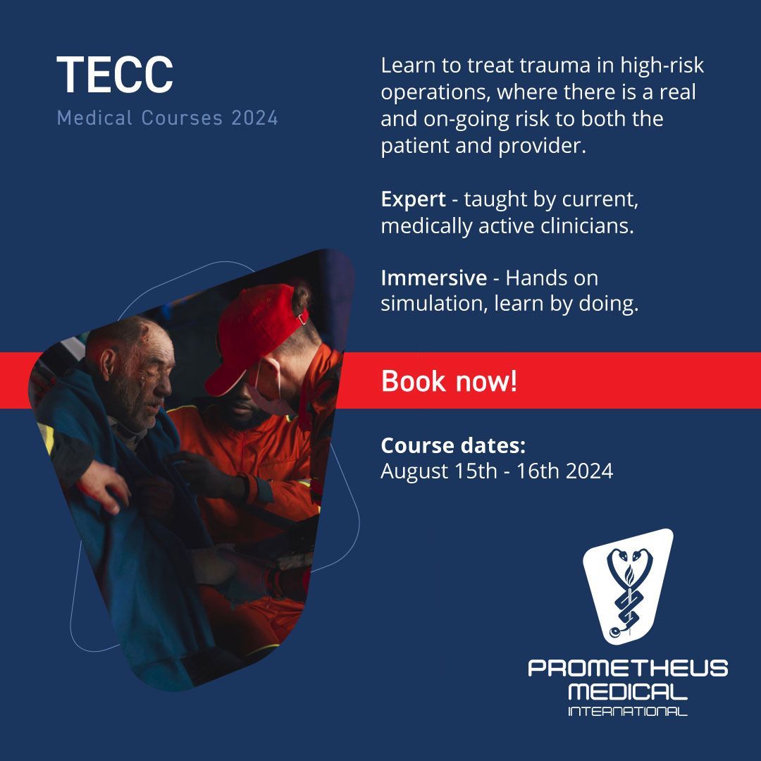 Book on our TECC course which starts August 15th!  Qualify in just 2 days in civilian #highthreat #prehospital environments. 

Time is running out. Claim 10% off using the code (which expires Sunday evening): International10

BOOK NOW: buff.ly/3qBefBU #tecc  #prehospital