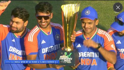 Ictfanalways's tweet photo. A memorable series victory for India's young champs 🤩 #ZIMvIND #ShubmanGill  #RiyanParag #ShivamDubey https://t.co/O5R3nYhnby