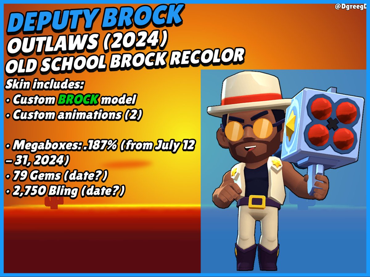 Dgreegd's tweet photo. #ClassicBrawl is here! We have:
Reloaded Ricochet from 2019
Deputy Brock from 2020
Boomer Dynamike from 2021
& Sheriff Shelly from 2022
#BrawlStars #BrawlStarsDesign #BrawlStarsRico #BrawlStarsBrock #BrawlStarsDynamike #BrawlStarsShelly #Outlaws https://t.co/8pYT6XHqLm