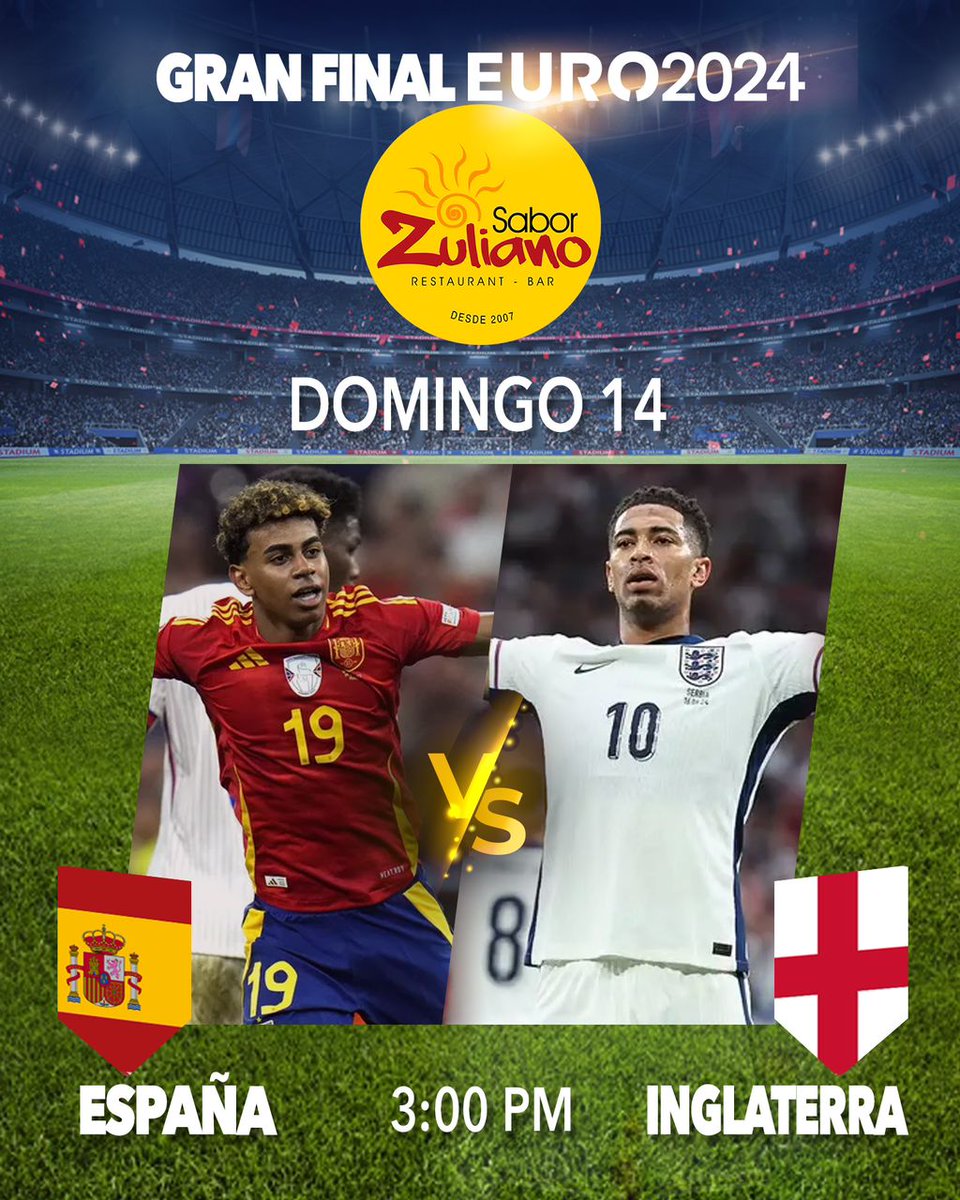 A disfrutar hoy domingo la final de la EuroCopa 2024 a las 3pm 🔥⚽️ #Euro2024
.
📍 Estamos en la Avenida 3H entre calles 73 y 74
.
#SaborZuliano #Maracaibo #Zulia #Mcbo #Fútbol #Deportes #Julio