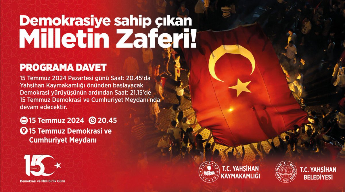 Demokrasimizin ve milli birliğimizin hedef alındığı 15 Temmuz darbe girişiminin 8. yıl dönümünde, bu hain adımı atanları bir kez daha lanetliyor. Vatanımız için canını ortaya koyan  aziz şehitlerimizi rahmetle, kahraman gazilerimizi minnet ve şükranla anıyorum.🇹🇷