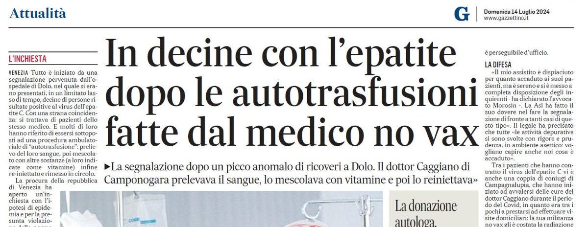 Voglio vedere se queste decine di cretini che si sono presi l'epatite C affidandosi a un medico novax  rifiuteranno per coerenza gli antivirali in grado di guarirli, ottenuti da quella stessa scienza che disprezzano e di cui non si fidano.