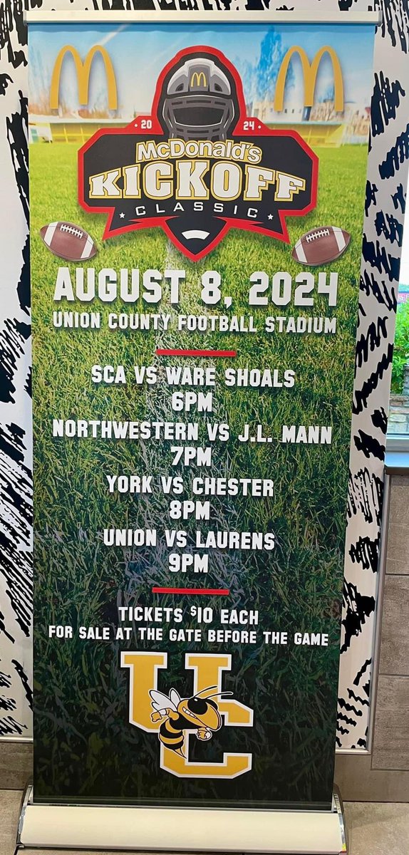 CoachQIsom's tweet photo. Even though it’s 24 days until August 8th, can mention any number that’s close to #25 without mentioning Union County Great!……ROSCOE CROSBY!!!
https://t.co/BkBUXKRZoI
#McDonaldsClassic 🍔🍟🏈
#UnionVsLaurens9pm 🐝vs🏴☠️
#RespectTheUC🐝⚫️🟡
#StingOnSite 🐝⚫️🟡 https://t.co/E9iX05Za8R