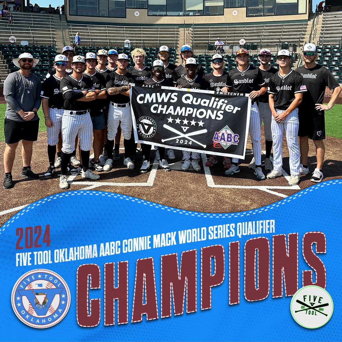 Five Tool Oklahoma (@fivetoolok) on Twitter photo 🏆CHAMPIONS🏆
Congrats to <a href="/Sandlot_Tulsa/">Sandlot Baseball</a> 18U D Taylor on winning the <a href="/FiveTool/">Five Tool Baseball</a> AABC Oklahoma Connie Mack WS Qualifier earning a trip to Farmington for the <a href="/conniemackwsbb/">Connie Mack Baseball</a>!
#WatchEm 🏆CHAMPIONS🏆
Congrats to <a href="/Sandlot_Tulsa/">Sandlot Baseball</a> 18U D Taylor on winning the <a href="/FiveTool/">Five Tool Baseball</a> AABC Oklahoma Connie Mack WS Qualifier earning a trip to Farmington for the <a href="/conniemackwsbb/">Connie Mack Baseball</a>!
#WatchEm