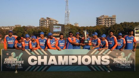 Ictfanalways's tweet photo. A memorable series victory for India's young champs 🤩 #ZIMvIND #ShubmanGill  #RiyanParag #ShivamDubey https://t.co/O5R3nYhnby