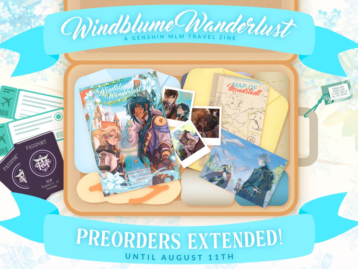 🧭PREORDERS EXTENDED🧭

Preorders for Teyvat Travelogue: Windblume Wanderlust have been extended!

🗓️Preorders will close on August 11th

There was just too much to see and do in Mondstadt in such a short time, our couples could use an extended stay! 

Preorder Information🧵⬇️
