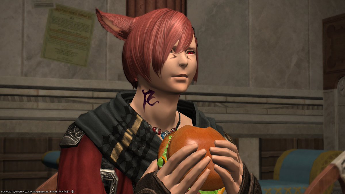 aitaikimochi's tweet photo. Yoshi-P said the team specifically animated G'raha eating a taco in the FFXIV Dawntrail trailer because he looked like he was enjoying his hamburger in Endwalker, so the team decided to have him be a character who is shown enjoying food lol. This was also requested by fans too. https://t.co/HZhHYoBsTR
