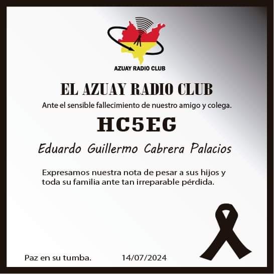 Nuestro club está de luto, por el fallecimiento de nuestro amigo, y colega Eduardo Cabrera Palacios. 
Paz en su tumba.