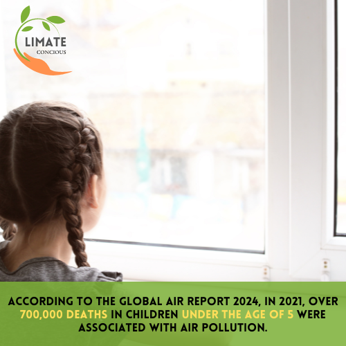 KlimateConcious's tweet photo. The State of Global Air 2024 report highlights that in 2021, air pollution was the second leading risk factor for death among children under 5, after malnutrition. Over 700,000 deaths in this age group were linked to #airpollution

Source -https://t.co/8yZSk79Zyb #climatechange https://t.co/wwEp8JcLKy